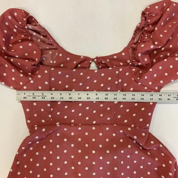 Wanderlux Women's Polka Dot Puffy‎ Sleeve Square Neck Dress Size M NWT - Picture 13 of 15